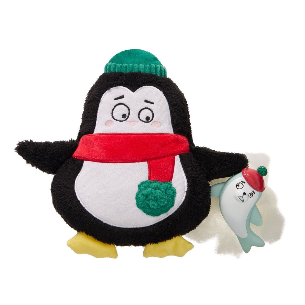 OMG! Surprise Perky Penguin 2 in 1 Dog Toy Plush Chew Christmas Holiday Toss‎
